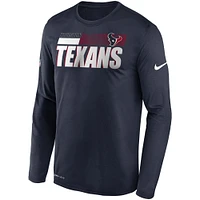 T-shirt à manches longues Nike Houston Texans Sideline Impact Legend Performance pour homme - Bleu marine