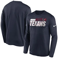 T-shirt à manches longues Nike Houston Texans Sideline Impact Legend Performance pour homme - Bleu marine