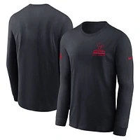 T-shirt Nike bleu marine Houston Texans Sideline Performance à manches longues pour homme