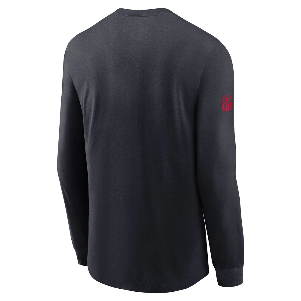 T-shirt Nike bleu marine Houston Texans Sideline Performance à manches longues pour homme