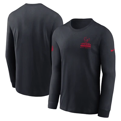 T-shirt Nike bleu marine Houston Texans Sideline Performance à manches longues pour homme