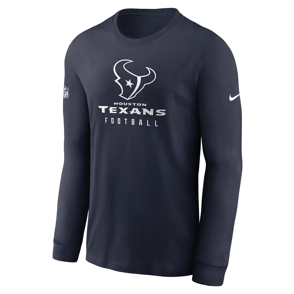 Men's Nike Navy Houston Texans Sideline Performance Long Sleeve T-Shirt