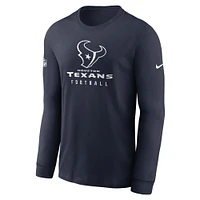 Men's Nike Navy Houston Texans Sideline Performance Long Sleeve T-Shirt