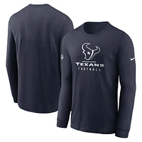 Men's Nike Navy Houston Texans Sideline Performance Long Sleeve T-Shirt