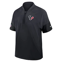 Men's Nike Navy Houston Texans Sideline Short Sleeve Quarter-Zip Performance Coach Jacket