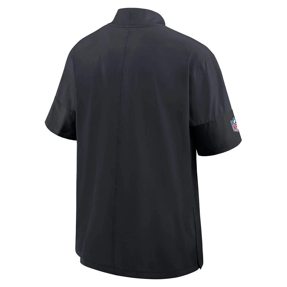 Men's Nike Navy Houston Texans Sideline Short Sleeve Quarter-Zip Performance Coach Jacket