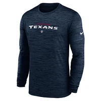 T-shirt à manches longues Nike Houston Texans Sideline Team Velocity Performance pour homme - Bleu marine