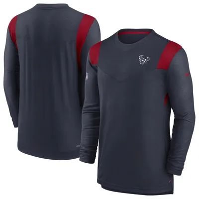 Houston Texans Nike Sideline Tonal Logo Performance Player Long Sleeve T-Shirt - Navy