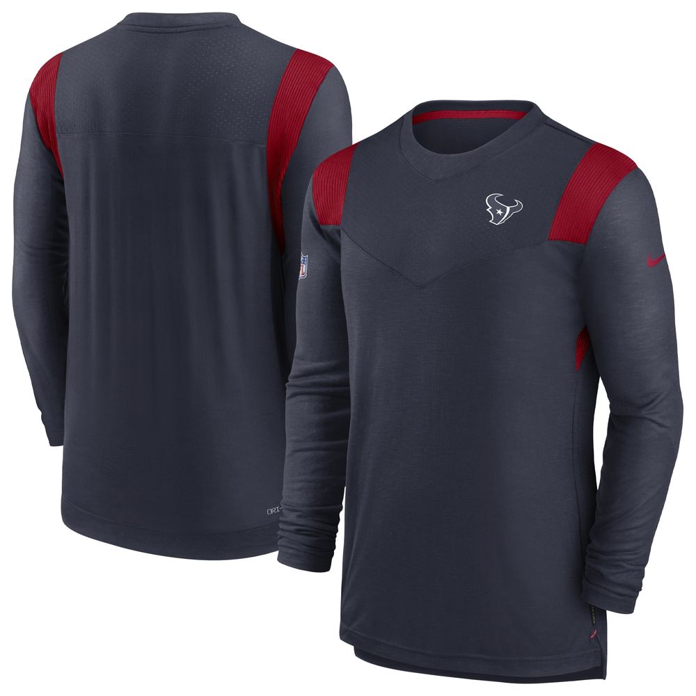 Men's Nike Navy Houston Texans Sideline Tonal Logo Performance Player Long Sleeve T-Shirt