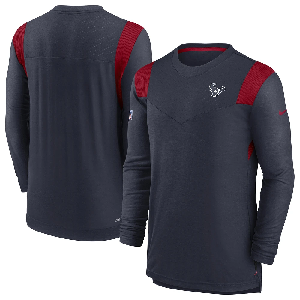 T-shirt à manches longues Nike Houston Texans Sideline Tonal Logo Performance Player pour homme - Bleu marine