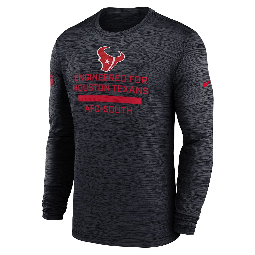 Men's Nike Navy Houston Texans Sideline Velocity Performance Long Sleeve T-Shirt