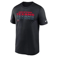 T-shirt Nike bleu marine Houston Texans Wordmark Block Sideline Legend Performance pour homme