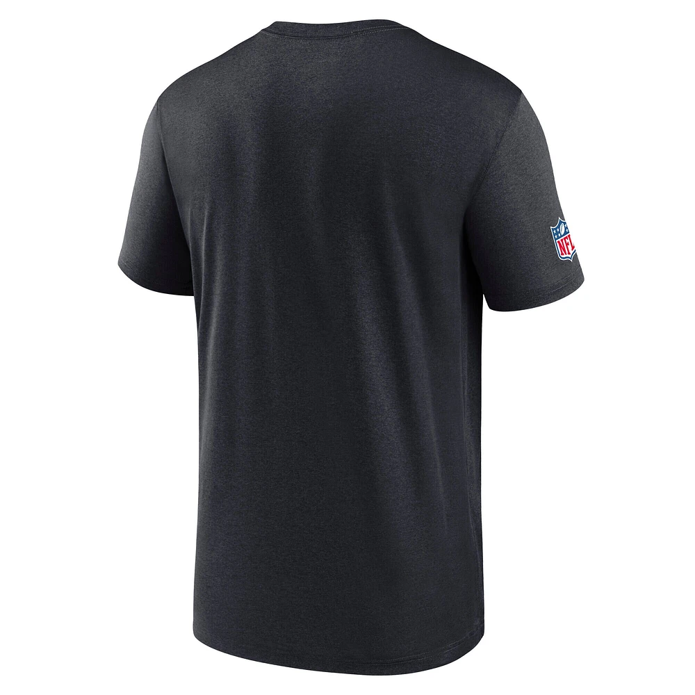T-shirt Nike bleu marine Houston Texans Wordmark Block Sideline Legend Performance pour homme