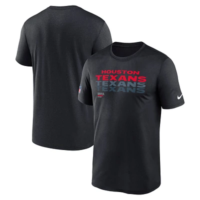 T-shirt Nike bleu marine Houston Texans Wordmark Block Sideline Legend Performance pour homme