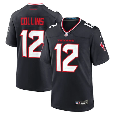 Maillot de match Nike Nico Collins des Houston Texans pour homme, bleu marine