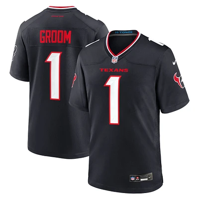 Men's Nike Number 1 Groom Navy Houston Texans Game Jersey