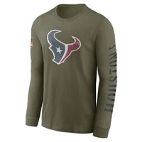 Men's Nike Olive Houston Texans Salute To Service Long Sleeve T-Shirt