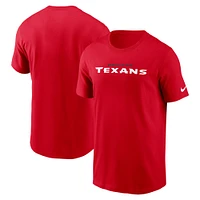 T-shirt Nike rouge Houston Texans Primetime Wordmark Essential pour homme