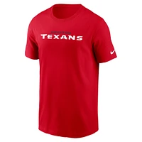 T-shirt Nike rouge Houston Texans Primetime Wordmark Essential pour homme