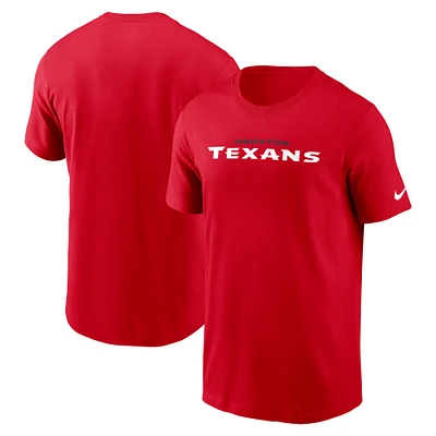 T-shirt Nike rouge Houston Texans Primetime Wordmark Essential pour homme