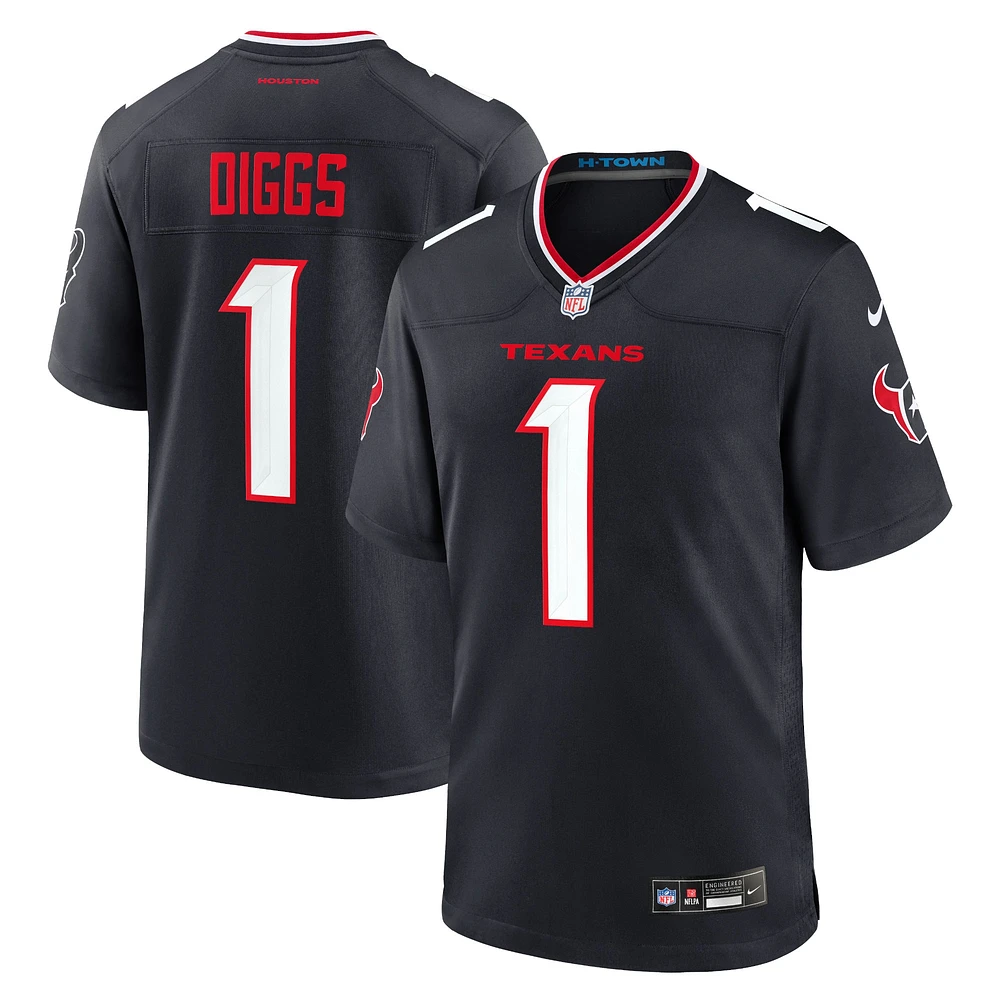 Maillot de match Nike Stefon Diggs Houston Texans pour homme, bleu marine