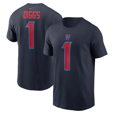 T-shirt Nike Stefon Diggs bleu marine avec nom et numéro des Houston Texans pour homme