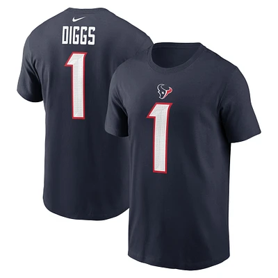 T-shirt Nike Stefon Diggs pour hommes, bleu marine, nom et numéro du joueur des Houston Texans