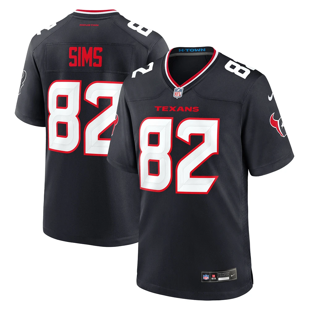 Maillot de match l'équipe Nike des Houston Texans Steven Sims pour homme, bleu marine