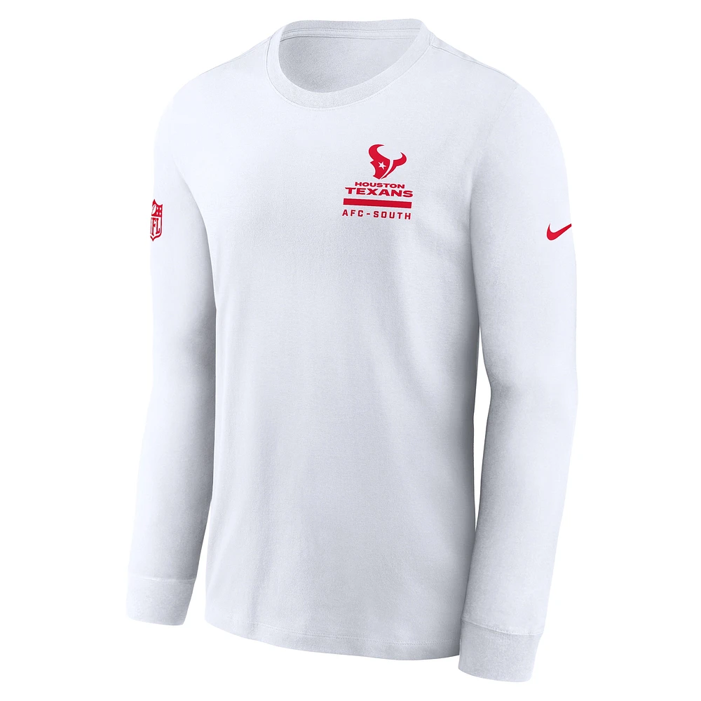 Men's Nike White Houston Texans Sideline Performance Long Sleeve T-Shirt
