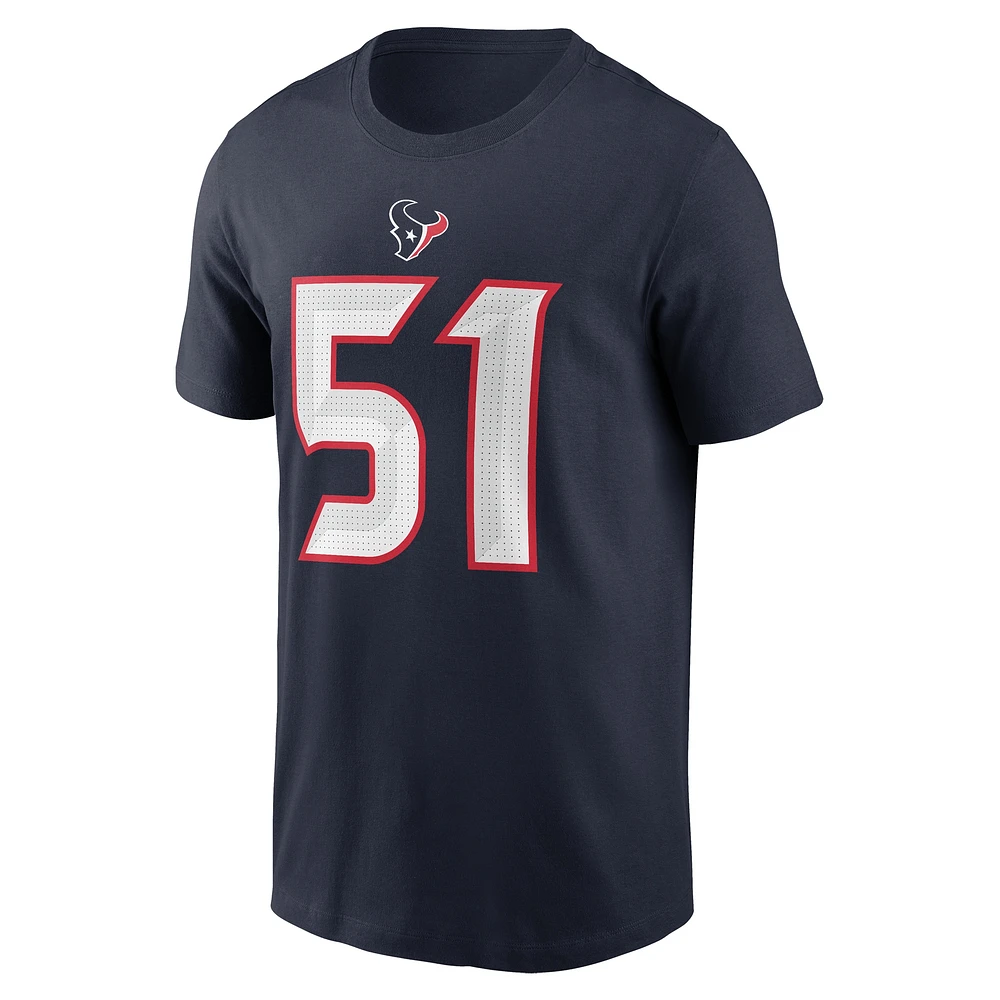 Men's Nike Will Anderson Jr. Navy Houston Texans Player Name & Number T-Shirt