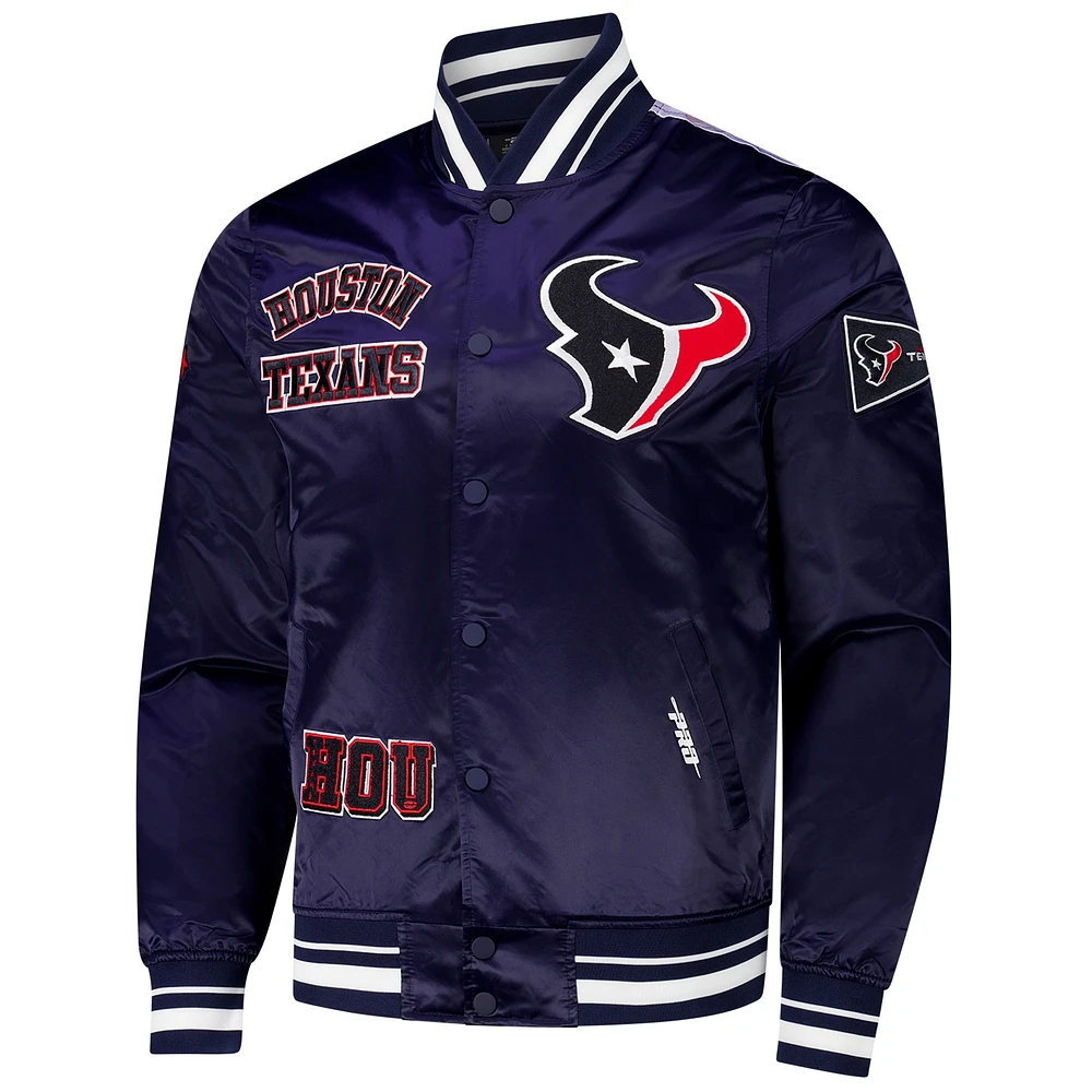 Men's Pro Standard Navy Houston Texans Sublimated Satin Full-Snap Jacket