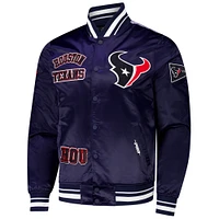 Men's Pro Standard Navy Houston Texans Sublimated Satin Full-Snap Jacket