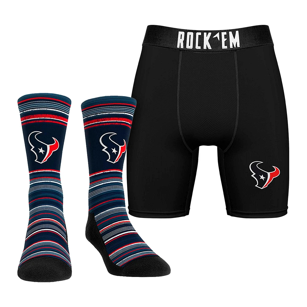 Pack combiné de chaussettes et caleçons boxeurs Rock Em Socks pour hommes des Houston Texans