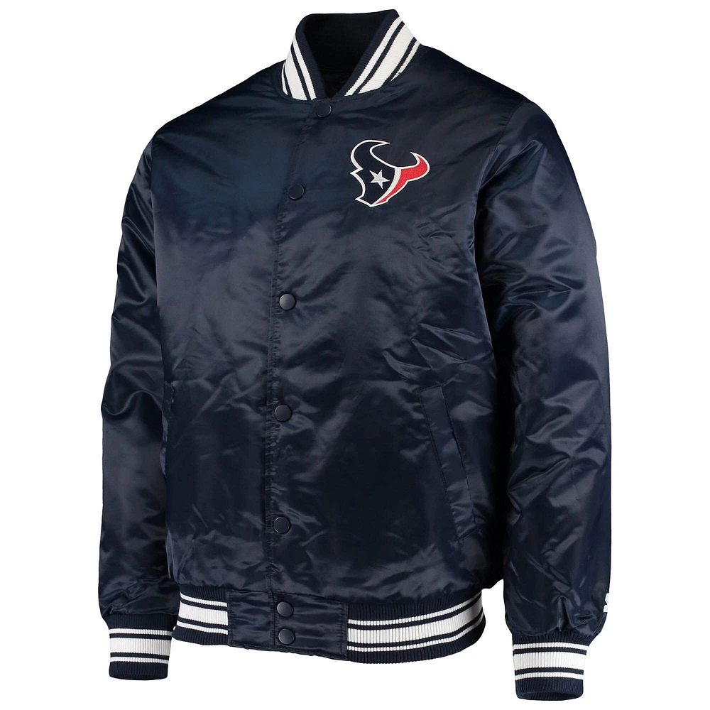 Veste à boutons-pression pour hommes Starter Navy Houston Texans en satin