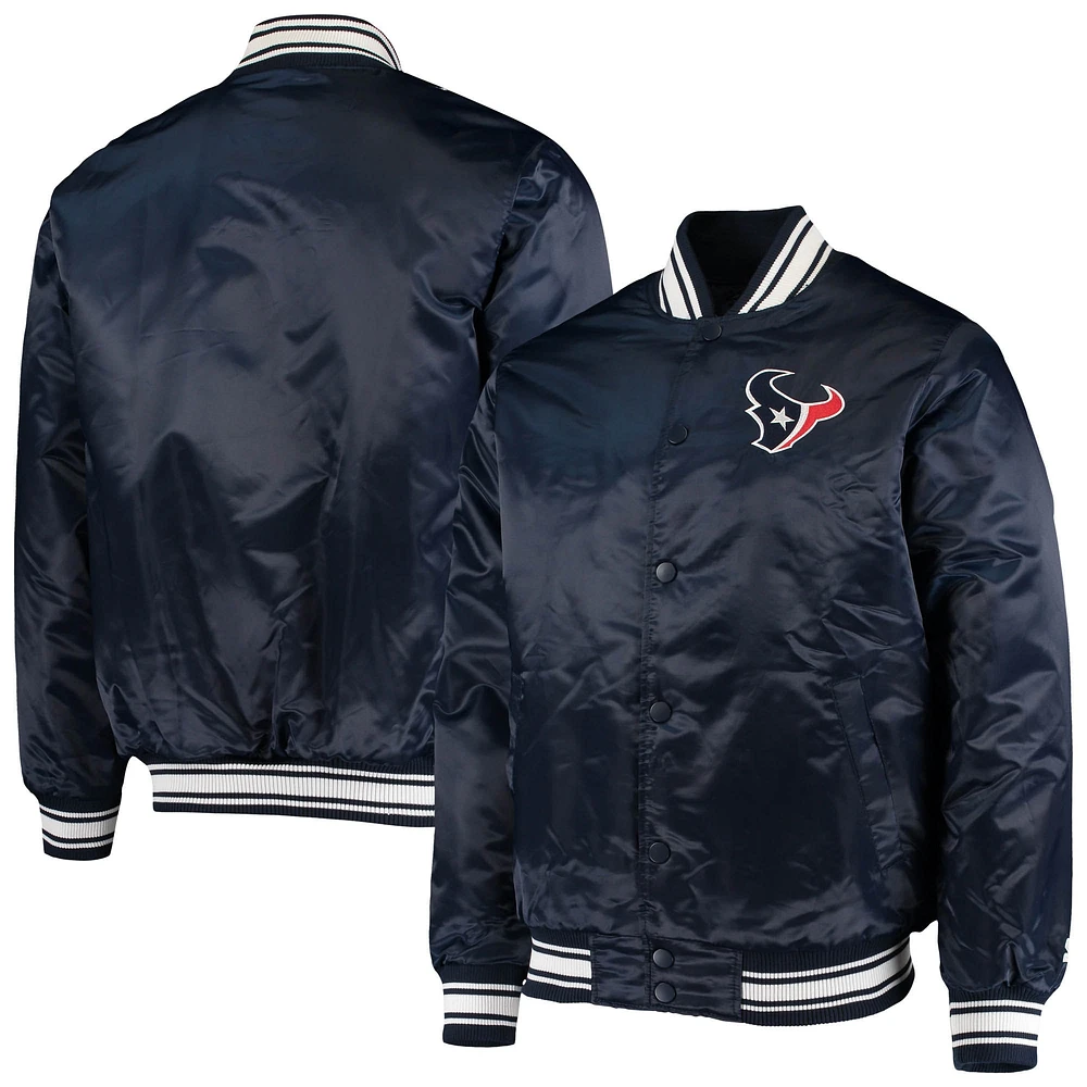 Veste à boutons-pression pour hommes Starter Navy Houston Texans en satin