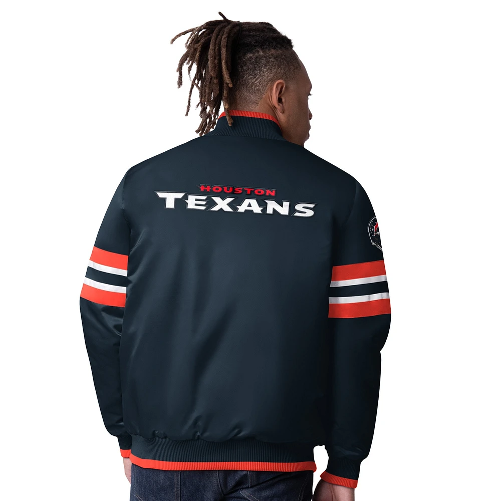 Men's Starter  Navy Houston Texans Scout I Full-Snap Varsity Jacket