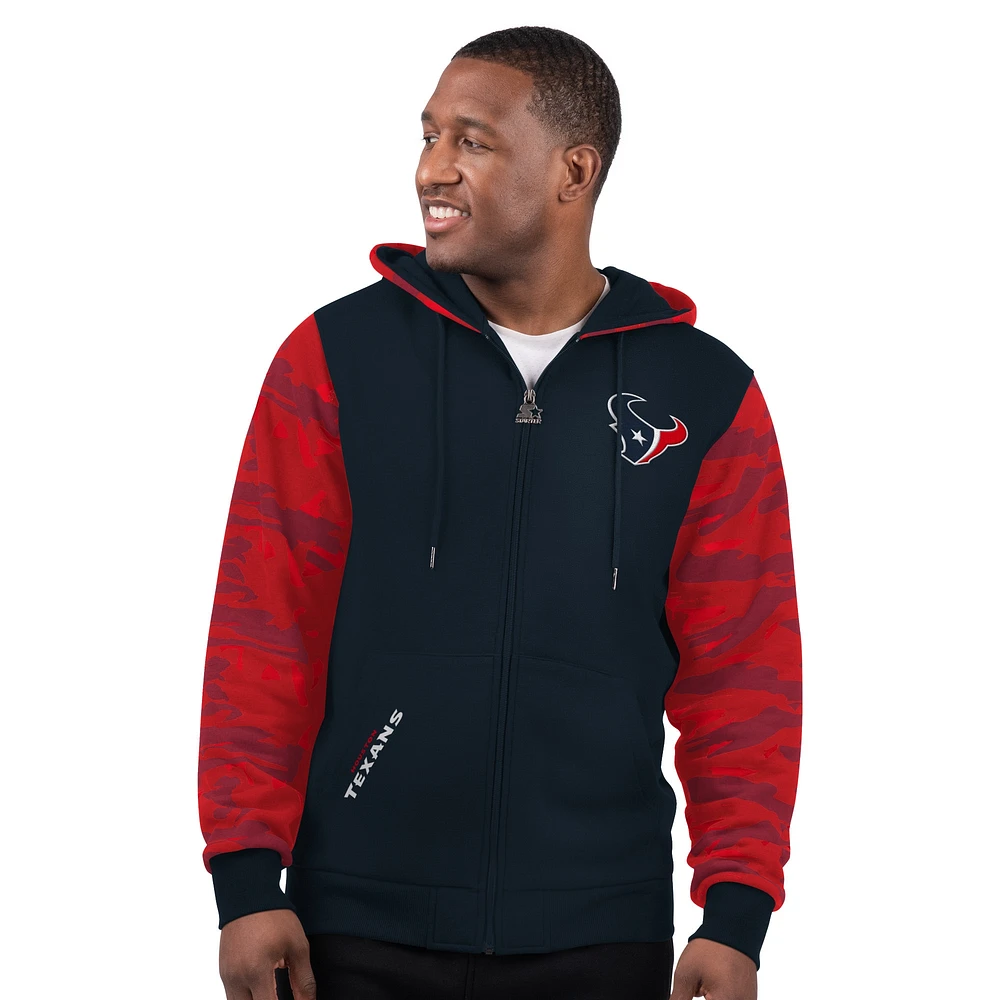 Men's Starter Navy Houston Texans Thursday Night Gridiron Full-Zip Hoodie