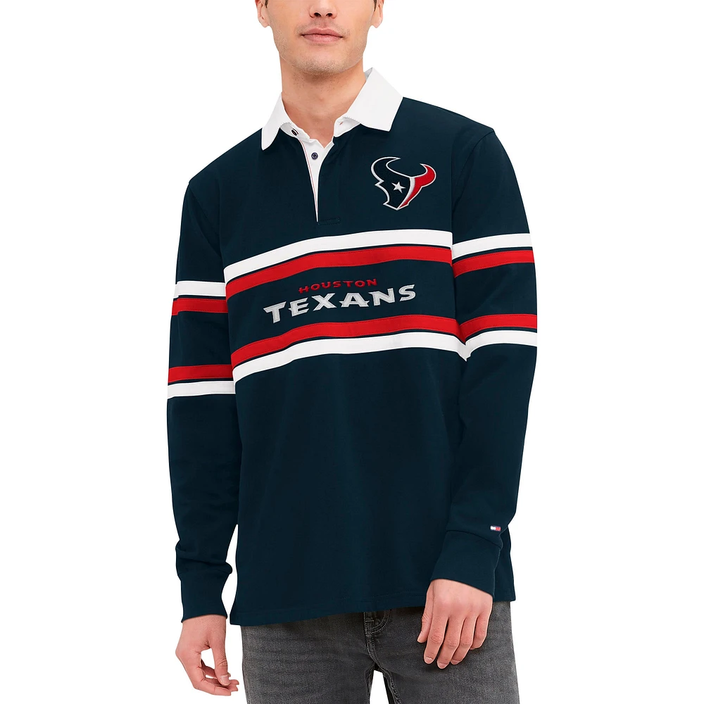 T-shirt à manches longues Tommy Hilfiger bleu marine Houston Texans Cory Varsity Rugby pour hommes