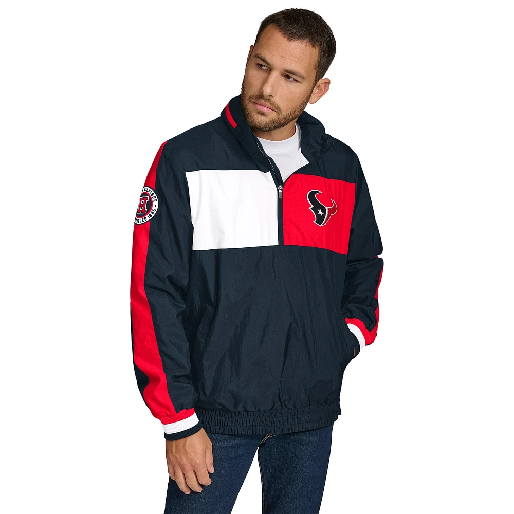 Veste à capuche légère demi-zip pour homme Tommy Hilfiger Navy Houston Texans Gael