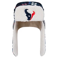 New Era Navy Houston Texans Sideline Plaid Sherpa Trapper Hat