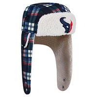 Casquette trappeur Sherpa à carreaux Sideline des Houston Texans de New Era bleu marine