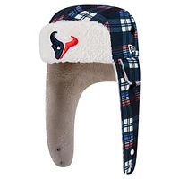 Casquette trappeur Sherpa à carreaux Sideline des Houston Texans de New Era bleu marine