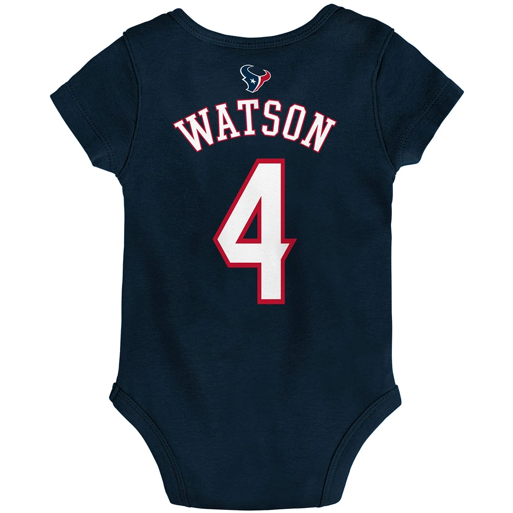 Body pour nouveau-né et nourrisson Deshaun Watson Navy Houston Texans Mainliner avec nom numéro