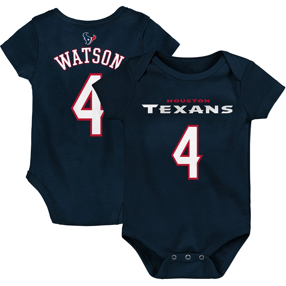 Body pour nouveau-né et nourrisson Deshaun Watson Navy Houston Texans Mainliner avec nom numéro