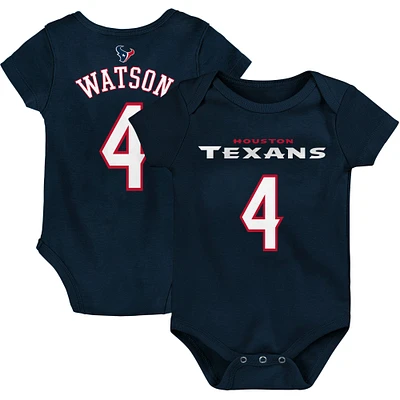 Body pour nouveau-né et nourrisson Deshaun Watson Navy Houston Texans Mainliner avec nom numéro