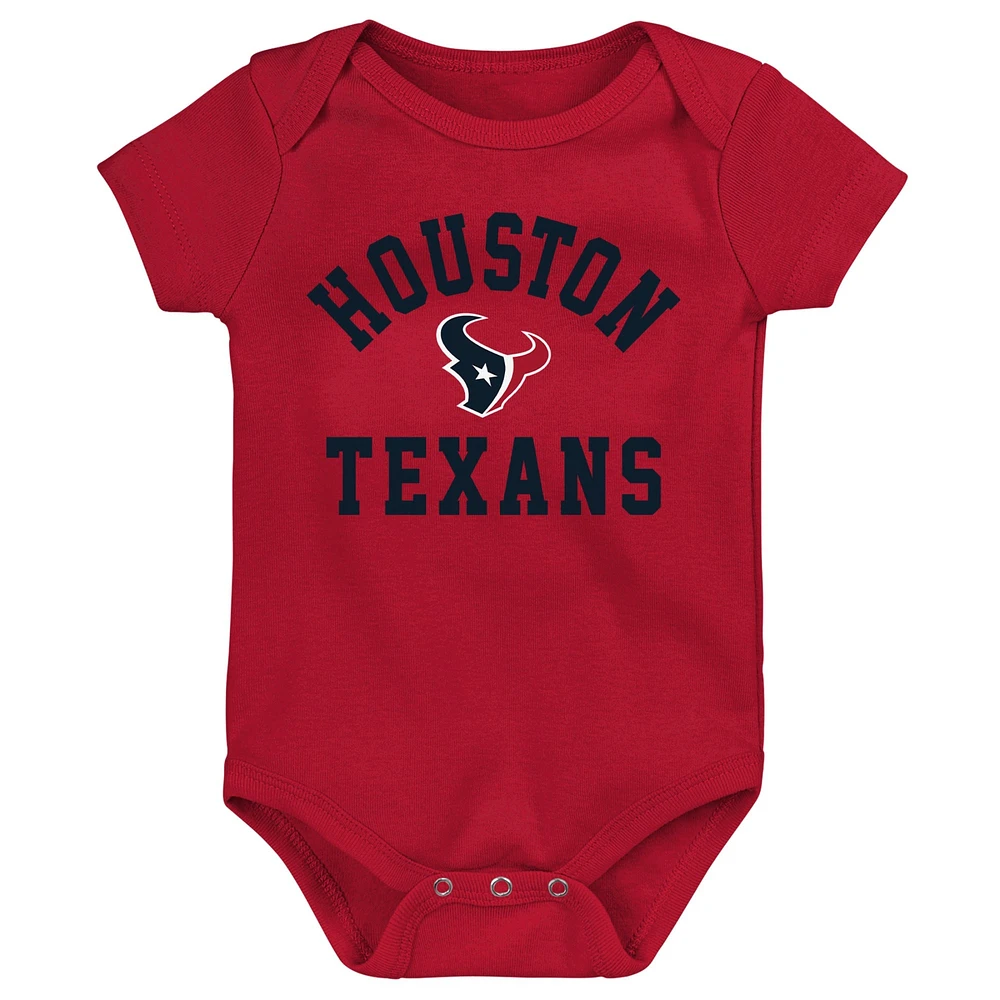 Ensemble de trois bodys rétro Eat, Sleep & Drool des Houston Texans pour nouveau-nés et nourrissons, bleu marine/rouge/gris chiné