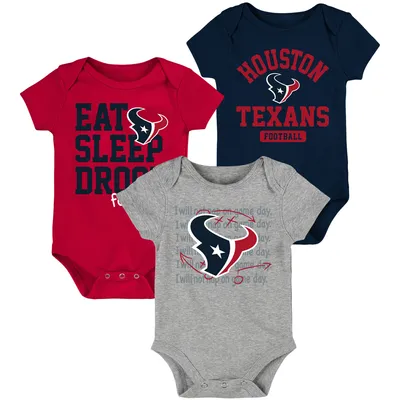 Houston Texans Newborn & Infant Eat, Sleep, Drool Football Three-Piece Bodysuit Set - Navy/Red