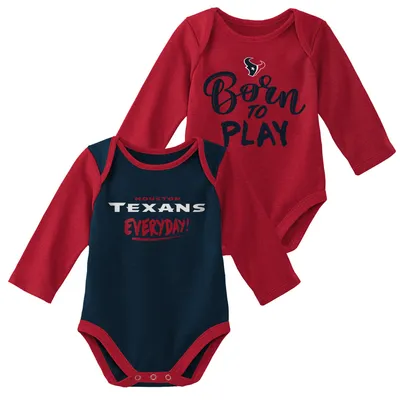 Ensemble de 2 bodys à manches longues pour nouveau-né et bébé Houston Texans rouge/marine