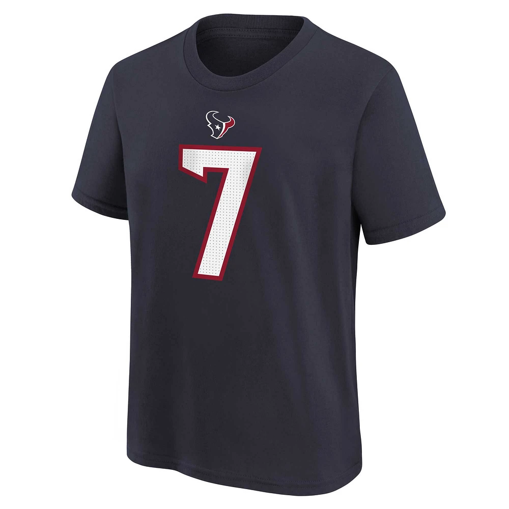 T-shirt avec nom et numéro de joueur des Houston Texans Nike C.J. Stroud pour enfants d'âge préscolaire, bleu marine