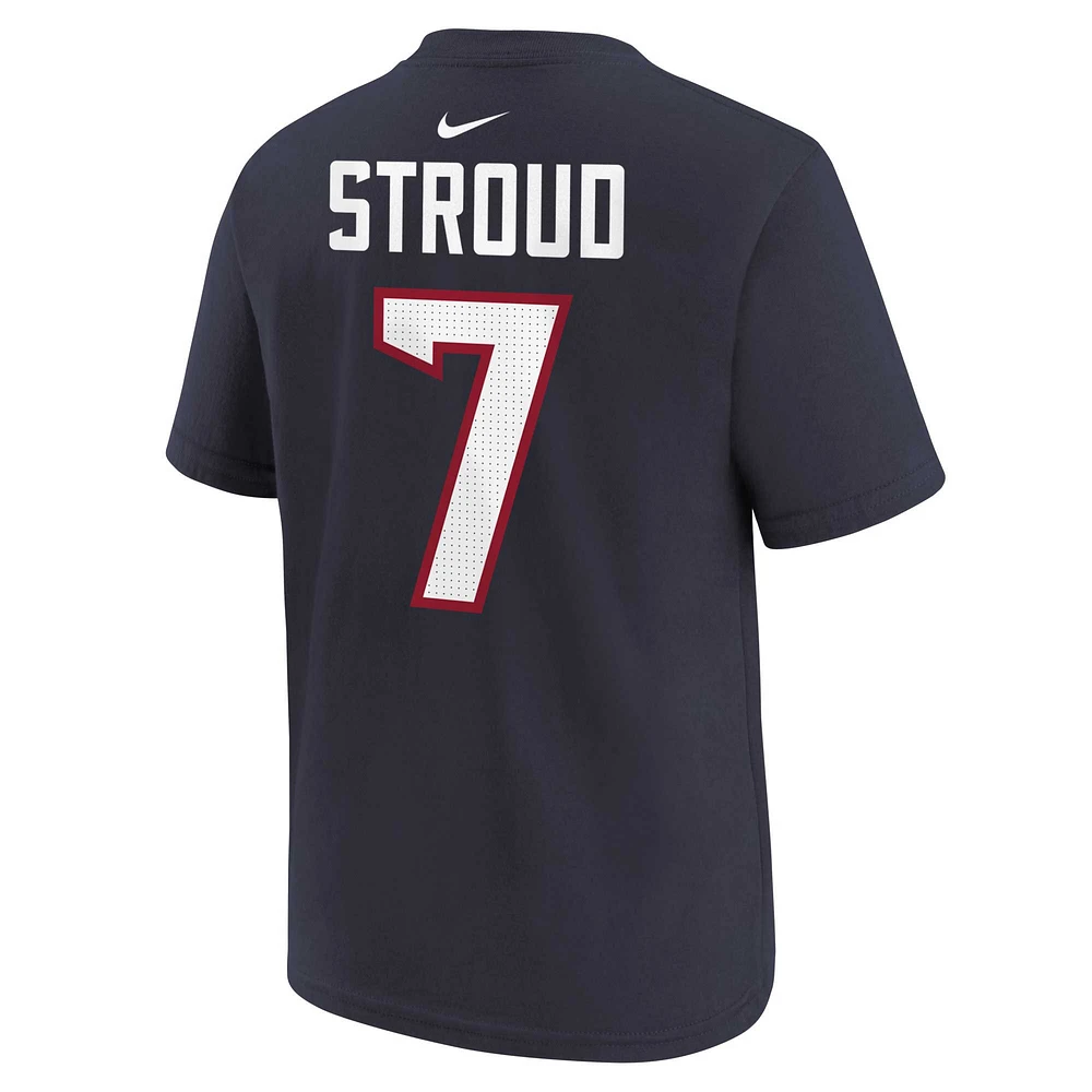 T-shirt avec nom et numéro de joueur des Houston Texans Nike C.J. Stroud pour enfants d'âge préscolaire, bleu marine